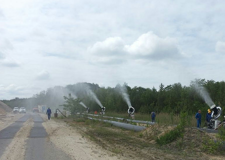 Stofbestrijding met nevelkanonnen